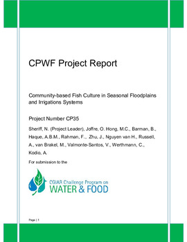 Community based fish culture in seasonal floodplains and irrigation systems