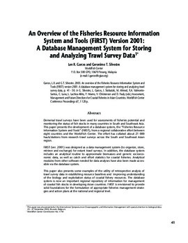 An overview of the Fisheries Resource Information System and Tools (FiRST) version 2001: a database management system for storing and analyzing trawl survey data