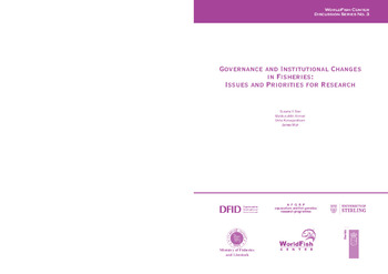 Governance and institutional changes in fisheries : issues and priorities for research Governance and institutional changes in fisheries : issues and priorities for research