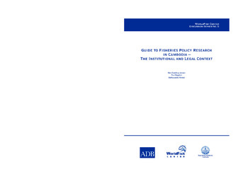 Guide to fisheries policy research in Cambodia : the institutional and legal context