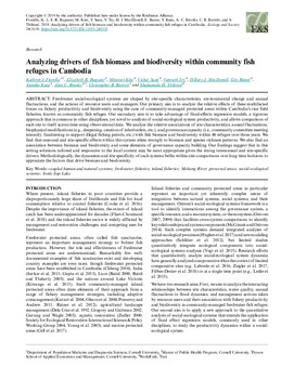 Analyzing drivers of fish biomass and biodiversity within community fish refuges in Cambodia Analyzing drivers of fish biomass and biodiversity within community fish refuges in Cambodia