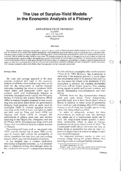 The use of surplus-yield models in the economic analysis of a fishery