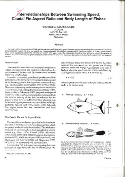 Interrelationships between swimming speed, caudal fin aspect ratio and body length of fishes Interrelationships between swimming speed, caudal fin aspect ratio and body length of fishes