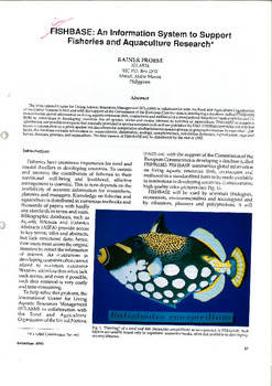 FISHBASE: an information system to support fisheries and aquaculture research FISHBASE: an information system to support fisheries and aquaculture research