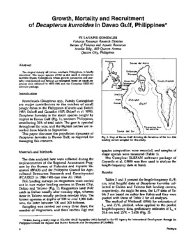 Growth, mortality and recruitment of Decapterus kurroides in Davao Gulf, Philippines Growth, mortality and recruitment of Decapterus kurroides in Davao Gulf, Philippines