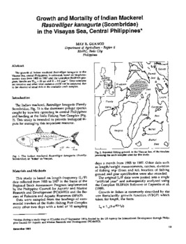 Growth and mortality of Indian mackerel Rastrelliger kanagurta (Scombridae) in the Visayan Sea, Central Philippines Growth and mortality of Indian mackerel Rastrelliger kanagurta (Scombridae) in the Visayan Sea, Central Philippines