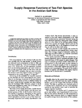 Supply response functions of two fish species in the Arabian Gulf area