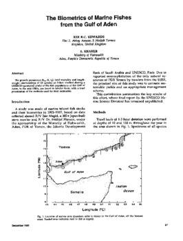 The biometrics of marine fishes from the Gulf of Aden The biometrics of marine fishes from the Gulf of Aden