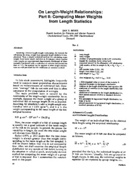 On length-weight relationships. Part II: Computing mean weights from length statistics On length-weight relationships. Part II: Computing mean weights from length statistics