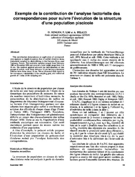 Exemple de la contribution de l'analyse fsctorielle des correspondences pour suivre l'evolution de la structure d'une population piscicole