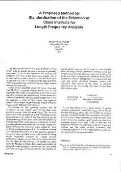A proposed method for standardization of the selection of class intervals for length frequency analysis A proposed method for standardization of the selection of class intervals for length frequency analysis