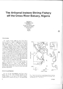 The artisanal inshore shrimp fishery off the cross river estuary, Nigeria The artisanal inshore shrimp fishery off the cross river estuary, Nigeria