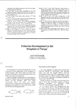 Fisheries development in the Kingdom of Tonga Fisheries development in the Kingdom of Tonga