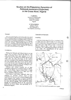 Studies on the population dynamics of Pellonula leonensis (Clupeidae) in the Cross River, Nigeria Studies on the population dynamics of Pellonula leonensis (Clupeidae) in the Cross River, Nigeria