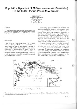 Population dynamics of Metapenaeus ensis (Penaeidae) in the Gulf of Papua, Papua New Guinea Population dynamics of Metapenaeus ensis (Penaeidae) in the Gulf of Papua, Papua New Guinea