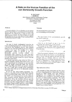 A note on the inverse function of the von Bertalanffy growth function A note on the inverse function of the von Bertalanffy growth function