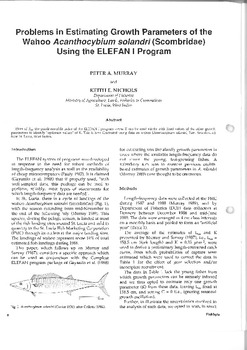 Problems in estimating growth parameters of the wahoo Acanthocybium solandri (Scombridae) using the ELEFAN 1 program Problems in estimating growth parameters of the wahoo Acanthocybium solandri (Scombridae) using the ELEFAN 1 program