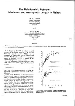 The relationship between maximum and asymptotic length in fishes The relationship between maximum and asymptotic length in fishes