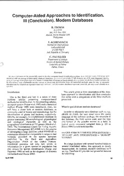 Computer-aided approaches to identification. III: (Conclusion) . Modern databases Computer-aided approaches to identification. III: (Conclusion) . Modern databases