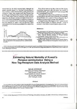 Estimating natural mortality of Kuwait's Penaeus semisulcatus using a new tag-recapture data analysis method Estimating natural mortality of Kuwait's Penaeus semisulcatus using a new tag-recapture data analysis method