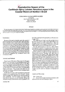 Reproductive season of the Caribbean spiny lobster Panulirus argus in the coastal waters of northern Brazil