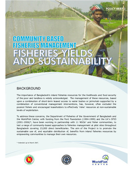 Community based fisheries management : fisheries yields and sustainability Community based fisheries management : fisheries yields and sustainability