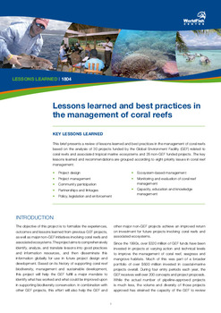Lessons learned and best practices in the management of coral reefs