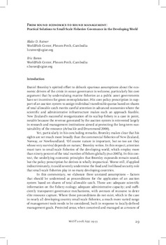 From sound economics to sound management: practical solutions to small-scale fisheries governance in the developing world