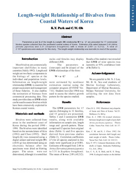 Length-weight relationships of bivalves from coastal waters of Korea