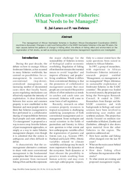 African freshwater fisheries: what needs to be managed? African freshwater fisheries: what needs to be managed?