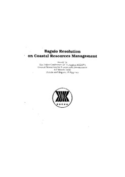 Baguio Resolution on Coastal Resources Management Baguio Resolution on Coastal Resources Management