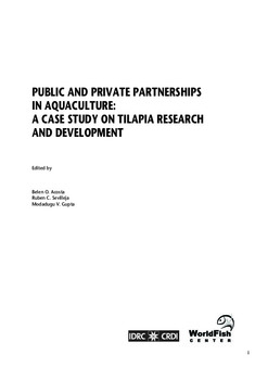 Public and private partnerships in aquaculture : a case study on tilapia research and development Public and private partnerships in aquaculture : a case study on tilapia research and development