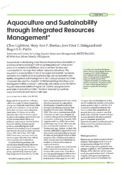 Aquaculture and sustainability through integrated resources management Aquaculture and sustainability through integrated resources management