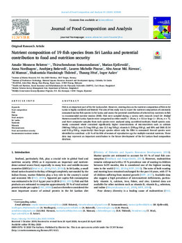 Nutrient composition of 19 fish species from Sri Lanka and potential contribution to food and nutrition security