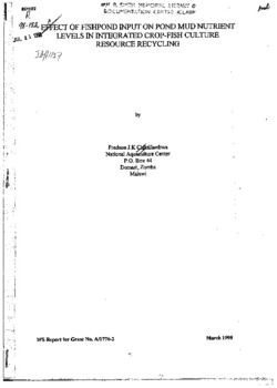 Effect of fishpond input on pond mud nutrient levels in integrated crop-fish culture resource recycling Effect of fishpond input on pond mud nutrient levels in integrated crop-fish culture resource recycling