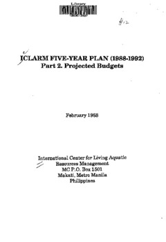 ICLARM five-year plan (1988-1992) ICLARM five-year plan (1988-1992)