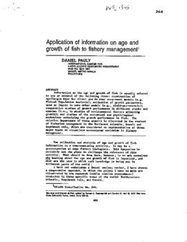 Application of information on age and growth of fish to fishery management
