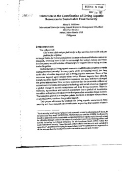 Transition in the contribution of living aquatic resources to sustainable food security