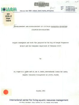 Development and management of cockle Anadara granosa culture in Malaysia Development and management of cockle Anadara granosa culture in Malaysia