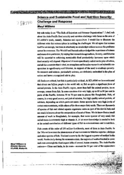 Science and sustainable food and nutrition security: challenge and response Science and sustainable food and nutrition security: challenge and response