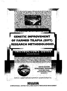 Manual on genetic improvement of farmed tilapia (GIFT) research methodologies