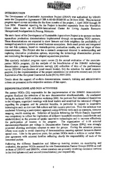 Development of sustainable aquaculture project: progress report (1 April 2004 - 31 June 2004)