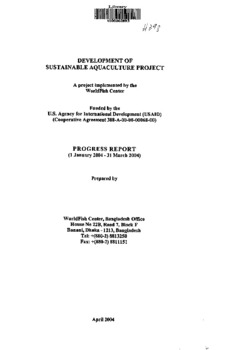 Development of sustainable aquaculture project: work plans for FY 2004