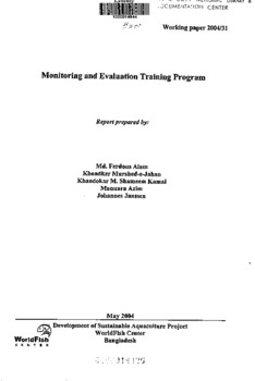 Monitoring and evaluation training program Monitoring and evaluation training program
