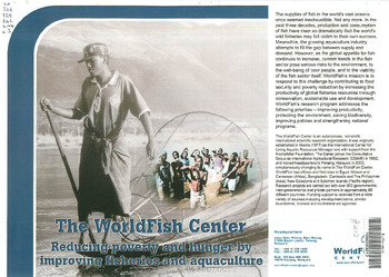 The WorldFish Center: reducing poverty and hunger by improving fisheries and aquaculture