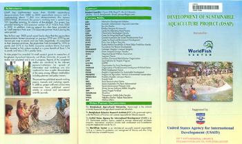 Development of sustainable aquaculture project (DSAP). Development of sustainable aquaculture project (DSAP).