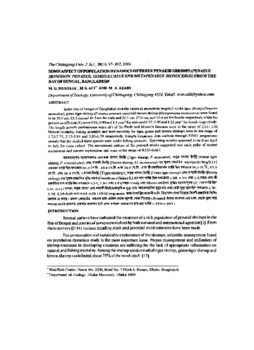 Some aspect of population dynamics of three penaeid shrimp (P.monodon, P.semisulcatus and M.monoceros) from the Bay of Bengal, Bangladesh.
