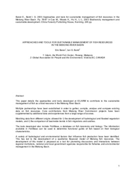 Approaches and tools for sustainable management of fish resources in the Mekong River Basin