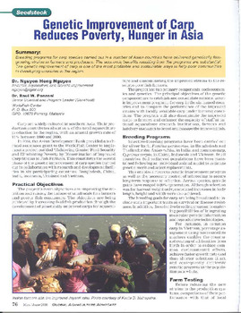 Genetic improvement of carp reduces poverty, hunger in Asia