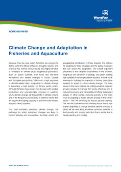 Climate change and adaptation in fisheries and aquaculture Climate change and adaptation in fisheries and aquaculture